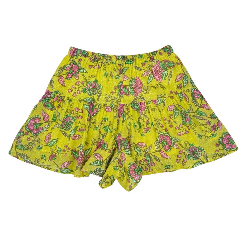 Sundry NWT Sz 1 Felicity Green Pink Floral Print Lined Tiered Mini Skort Skirt - Picture 2 of 9